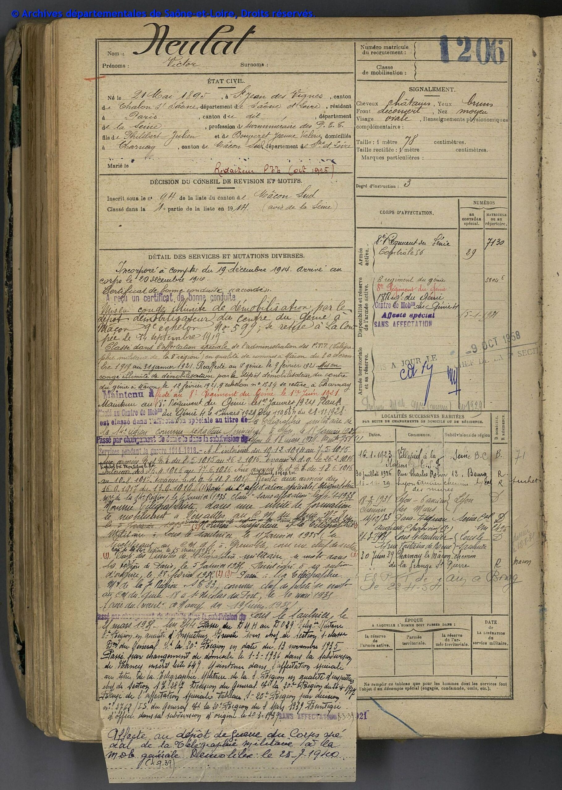 feuille de matricule militaire Feuille de matricule militaire